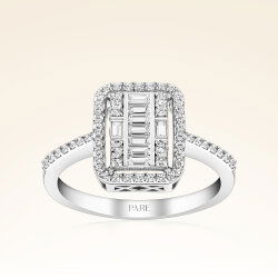 0,50 Karat Kolu Taşlı Baget Pırlanta Yüzük - 1