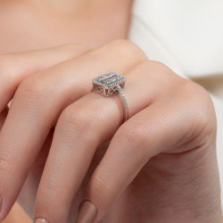 0,50 Karat Kolu Taşlı Baget Pırlanta Yüzük - PR00168 - 7