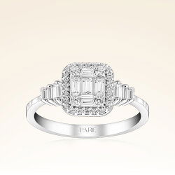 0,50 Karat Kolu Taşlı Baget Pırlanta Yüzük - 1