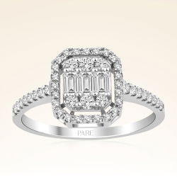 0,50 Karat Kolu Taşlı Baget Pırlanta Yüzük - PR00629 - 1
