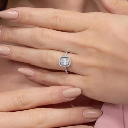 0,50 Karat Kolu Taşlı Baget Pırlanta Yüzük - PR00629 - 5