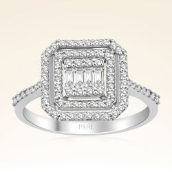 0,50 Karat Kolu Taşlı Baget Pırlanta Yüzük - PR00743 - 1