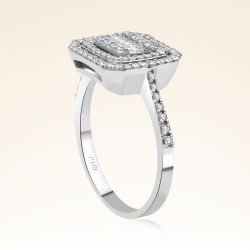 0,50 Karat Kolu Taşlı Baget Pırlanta Yüzük - PR00743 - 2