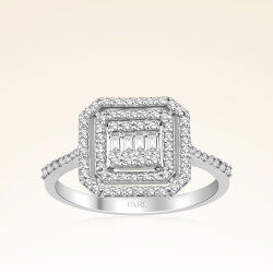 0,50 Karat Kolu Taşlı Baget Pırlanta Yüzük - 1