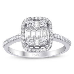 0,50 Karat Kolu Taşlı Baget Pırlanta Yüzük - PR01426 - 1