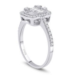 0,50 Karat Kolu Taşlı Baget Pırlanta Yüzük - PR01426 - 2