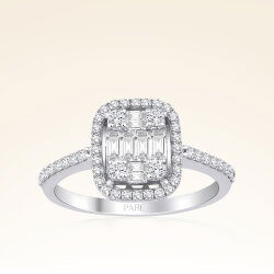 0,50 Karat Kolu Taşlı Baget Pırlanta Yüzük - 1