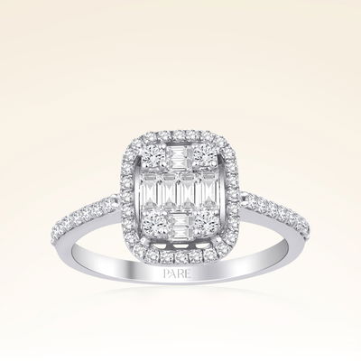 0,50 Karat Kolu Taşlı Baget Pırlanta Yüzük - Pare Pırlanta