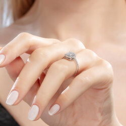 0,50 Karat Kolu Taşlı Baget Pırlanta Yüzük - 5