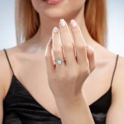 0,50 Karat Kolu Taşlı Baget Pırlanta Yüzük - 4