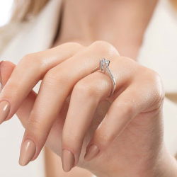 0,50 Karat Kolu Taşlı Tektaş Pırlanta Yüzük- PR01179 - 6