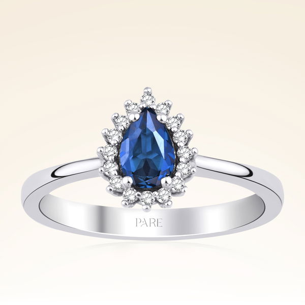 0,50 Karat Pırlanta Safir Yüzük - Pare Pırlanta