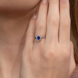 0,50 Karat Pırlanta Safir Yüzük - PR00371 - 4