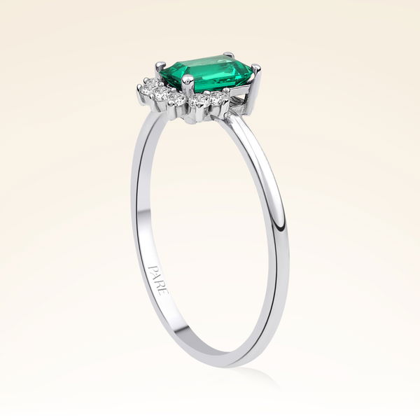 0,50 Karat Pırlanta Zümrüt Yüzük - Pare Pırlanta