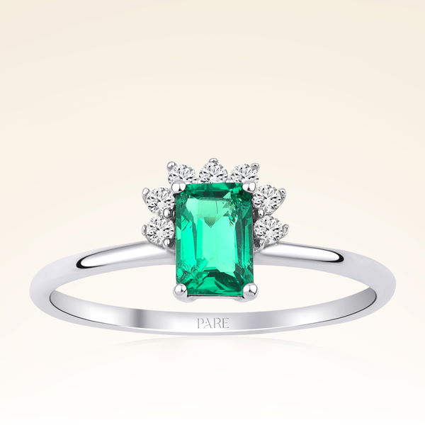 0,50 Karat Pırlanta Zümrüt Yüzük - Pare Pırlanta