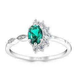 0,50 Karat Pırlanta Zümrüt Yüzük - PR01401 - 1