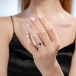 0,50 Karat Pırlanta Zümrüt Yüzük - 3