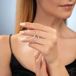 0,50 Karat Pırlantalı Ay Yıldız Trend Kolye - 3