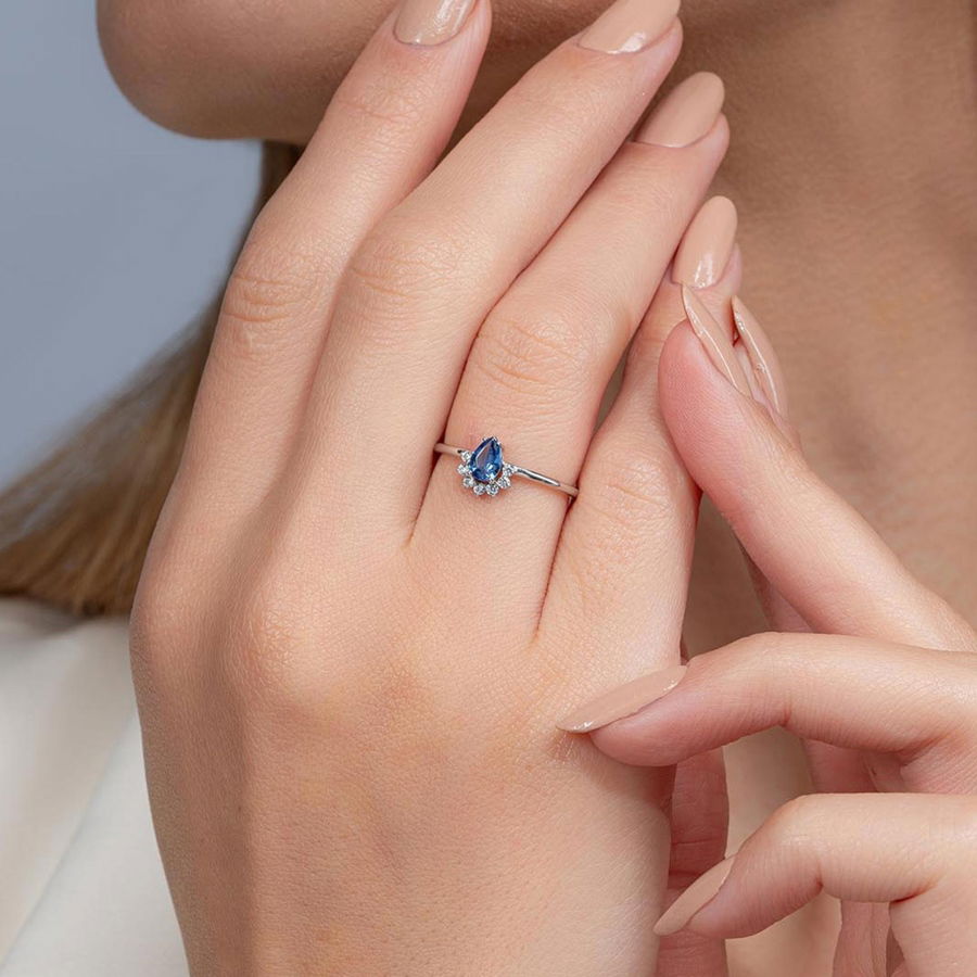 0,50 Karat Pırlantalı Safir Yüzük - PR00269 - 3