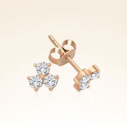 0,50 Karat Pırlantalı Üç Taşlı Trend Küpe - 1