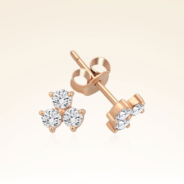 0,50 Karat Pırlantalı Üç Taşlı Trend Küpe - Pare Pırlanta