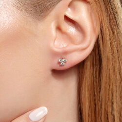 0,50 Karat Pırlantalı Üç Taşlı Trend Küpe - 2