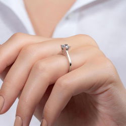 D Renk 0,50 Karat HRD Sertifikalı Tektaş Pırlanta Yüzük - 7