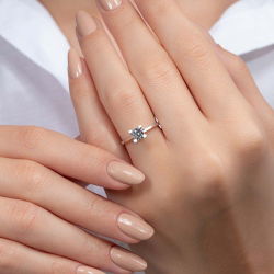 D Renk 0,50 Karat HRD Sertifikalı Tektaş Pırlanta Yüzük - 5