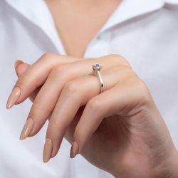 G Renk 0,50 Karat HRD Sertifikalı Tektaş Pırlanta Yüzük - 6