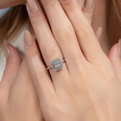 0,52 Karat Kolu Taşlı Baget Pırlanta Yüzük - PR00119 - 5