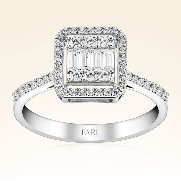 0,52 Karat Kolu Taşlı Baget Pırlanta Yüzük - Pare Pırlanta