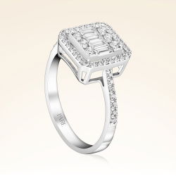 0,52 Karat Kolu Taşlı Baget Pırlanta Yüzük - PR00119 - 2