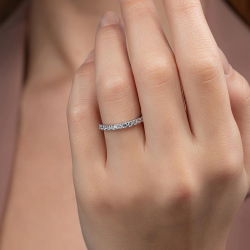 0,52 Karat Yarımtur Pırlanta Yüzük - 4