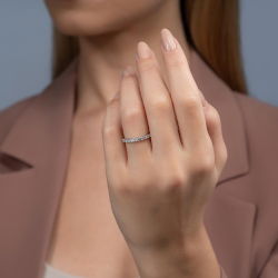 0,52 Karat Yarımtur Pırlanta Yüzük - 3