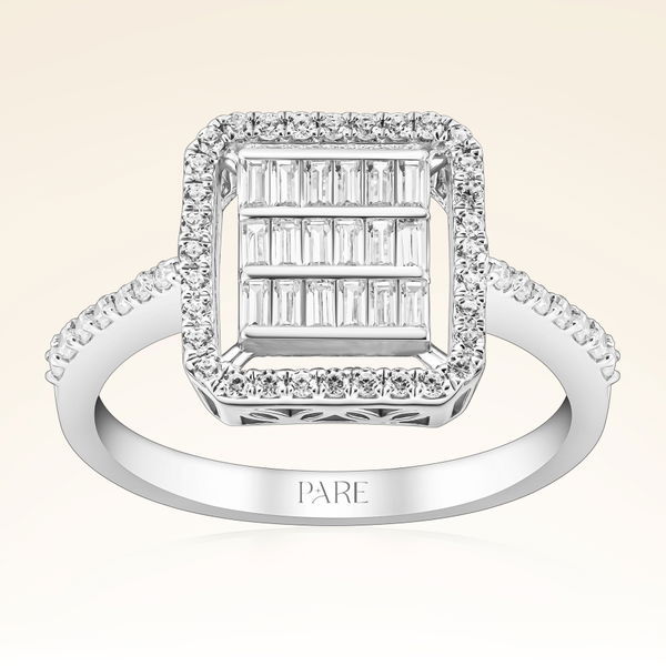 0,53 Karat Kolu Taşlı Baget Pırlanta Yüzük - Pare Pırlanta