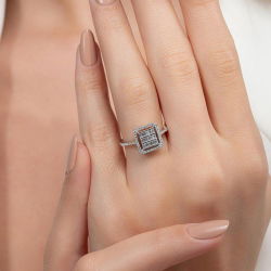 0,53 Karat Kolu Taşlı Baget Pırlanta Yüzük - PR00178 - 5