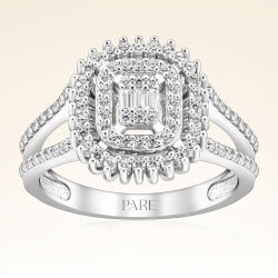 0,53 Karat Kolu Taşlı Baget Pırlanta Yüzük - PR00292 - 1