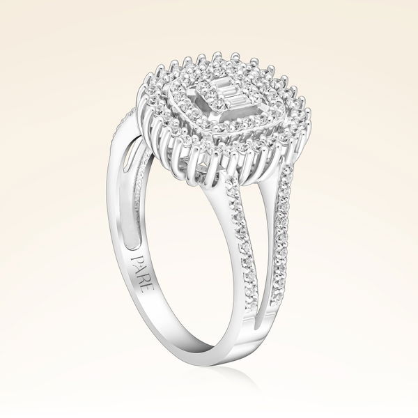 0,53 Karat Kolu Taşlı Baget Pırlanta Yüzük - Pare Pırlanta