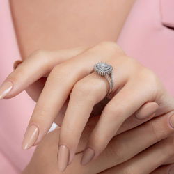 0,53 Karat Kolu Taşlı Baget Pırlanta Yüzük - PR00292 - 6