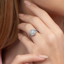 0,53 Karat Kolu Taşlı Baget Pırlanta Yüzük - PR00292 - 5