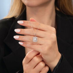 0,54 Karat Baget Pırlanta Kolye - 3