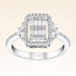 0,54 Karat Kolu Taşlı Baget Pırlanta Yüzük - PR00133 - 1