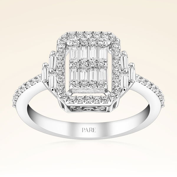 0,54 Karat Kolu Taşlı Baget Pırlanta Yüzük - Pare Pırlanta