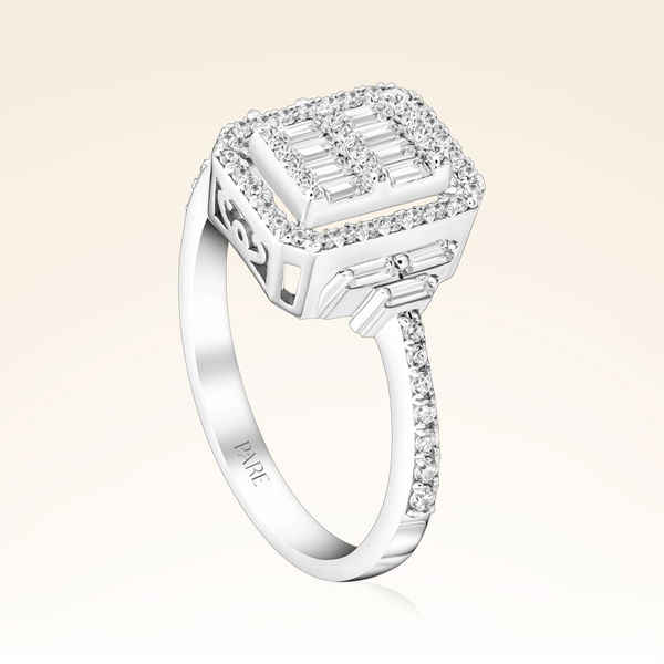 0,54 Karat Kolu Taşlı Baget Pırlanta Yüzük - Pare Pırlanta