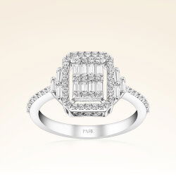 0,54 Karat Kolu Taşlı Baget Pırlanta Yüzük - 1