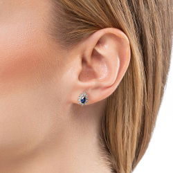 0,55 Karat Efektli Safir Pırlanta Küpe - 3