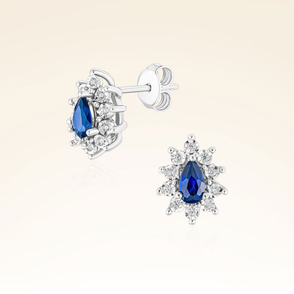 0,55 Karat Efektli Safir Pırlanta Küpe - Pare Pırlanta