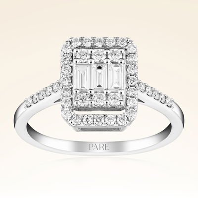 0,55 Karat Kolu Taşlı Baget Pırlanta Yüzük - Pare Pırlanta