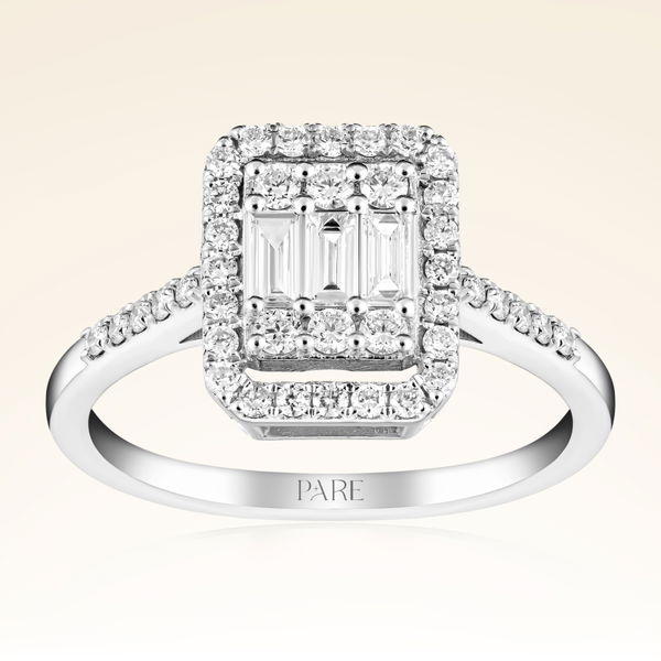 0,55 Karat Kolu Taşlı Baget Pırlanta Yüzük - Pare Pırlanta