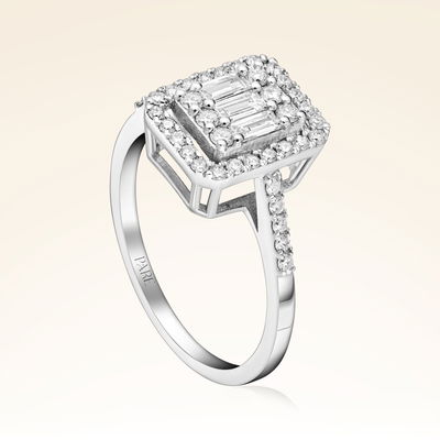 0,55 Karat Kolu Taşlı Baget Pırlanta Yüzük - Pare Pırlanta